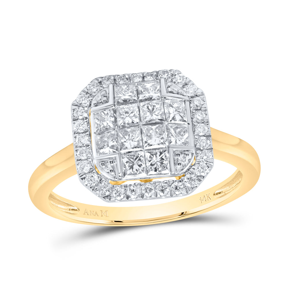 14kt Yellow Gold 7/8 Cttw Diamond Fashion Octagon Wedding Engagement Anniversary Ring, Women Size: 5-9