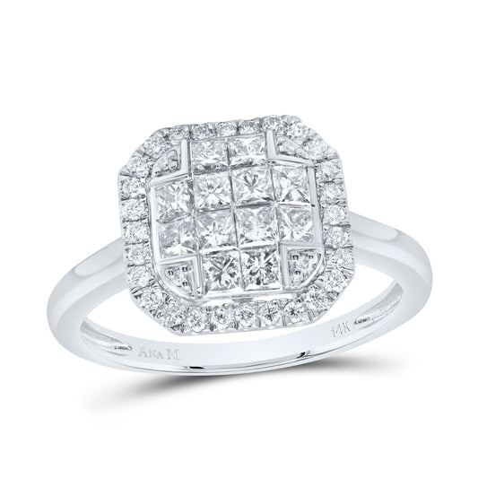 14kt White Gold 7/8 Cttw Diamond Fashion Octagon Wedding Engagement Anniversary Ring, Women Size: 5-9