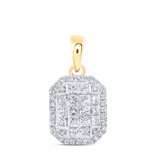 14kt Yellow Gold 3/4 Cttw Diamond Fashion Emerald Pendant