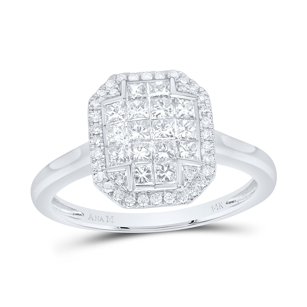 14kt White Gold 3/4 Cttw Diamond Fashion Emerald Wedding Engagement Anniversary Ring, Women Size: 5-9
