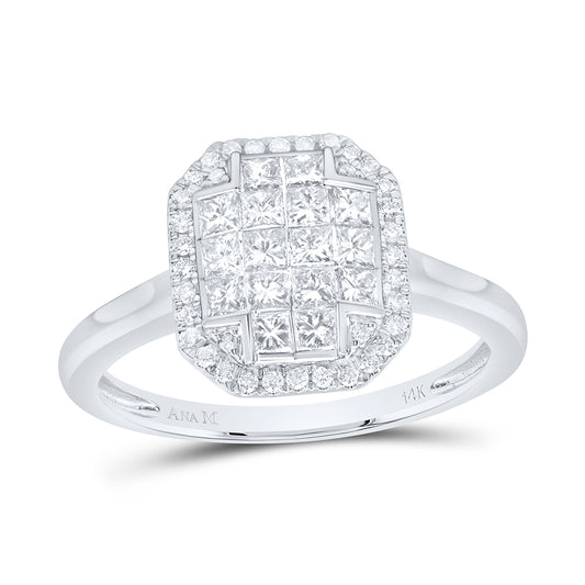 14kt White Gold 3/4 Cttw Diamond Fashion Emerald Wedding Engagement Anniversary Ring, Women Size: 5-9