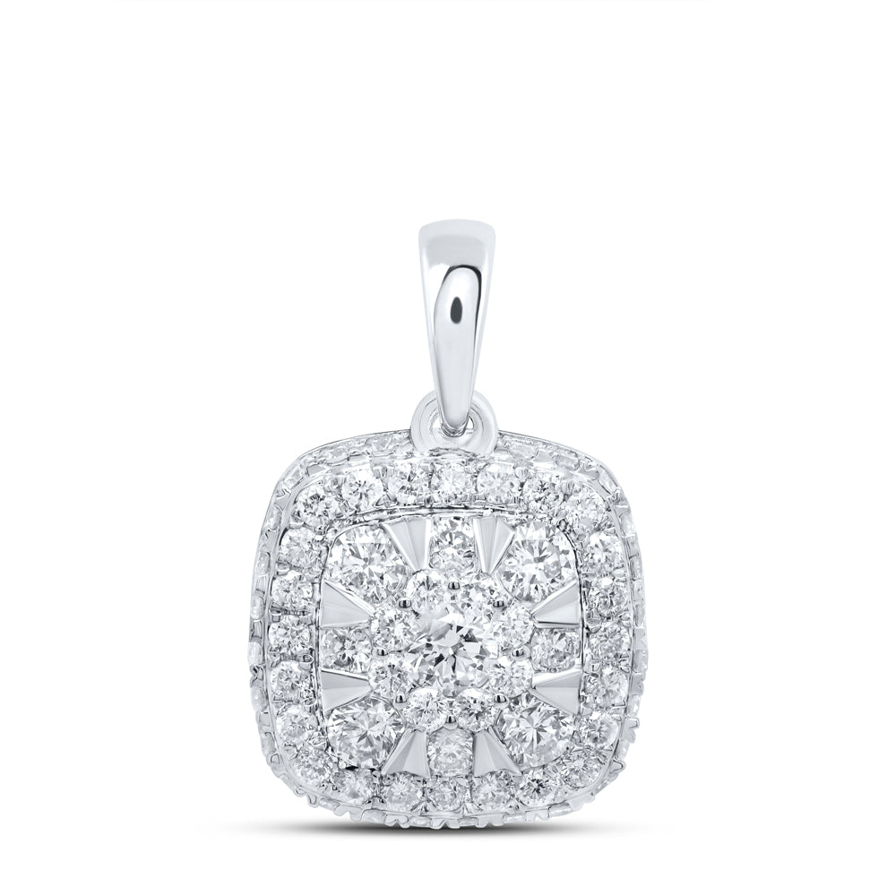14kt White Gold 1/2 Cttw Diamond Ana M Fashion Cushion Pendant