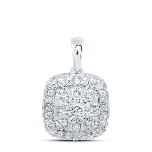14kt White Gold 1/2 Cttw Diamond Ana M Fashion Cushion Pendant