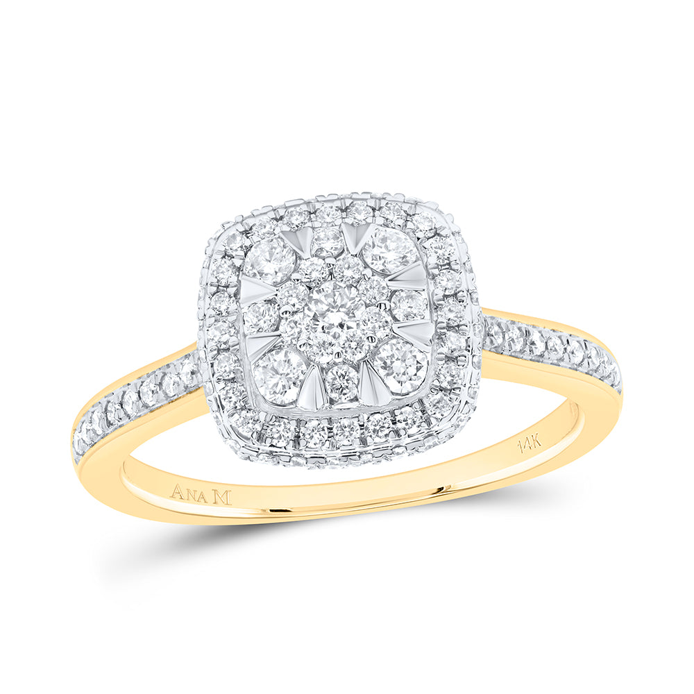 14kt Yellow Gold 1/2 Cttw Diamond Ana M Fashion Cushion Wedding Engagement Anniversary Ring, Women Size: 5-9