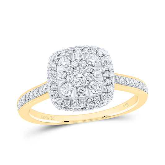 14kt Yellow Gold 1/2 Cttw Diamond Ana M Fashion Cushion Wedding Engagement Anniversary Ring, Women Size: 5-9