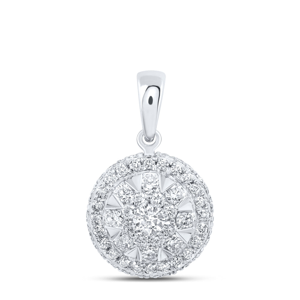 14kt White Gold 1/2 Cttw Diamond Ana M Fashion Round Pendant