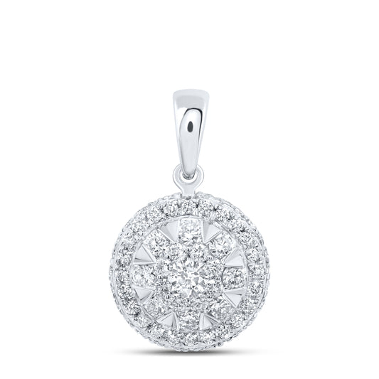 14kt White Gold 1/2 Cttw Diamond Ana M Fashion Round Pendant