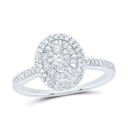 14kt White Gold 1/2 Cttw Diamond Ana M Fashion Oval Wedding Engagement Anniversary Ring, Women Size: 5-9
