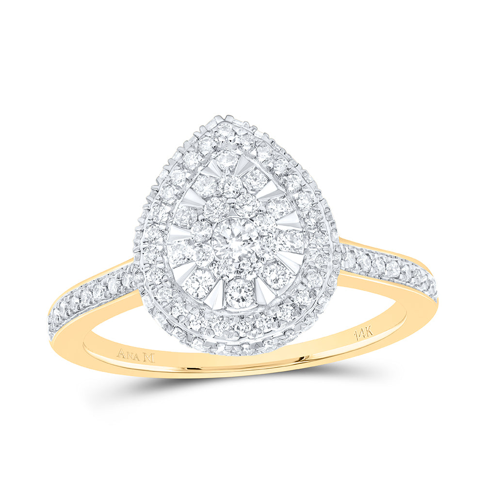 14kt Yellow Gold 5/8 Cttw Diamond Ana M Fashion Pear Wedding Engagement Anniversary Ring, Women Size: 5-9