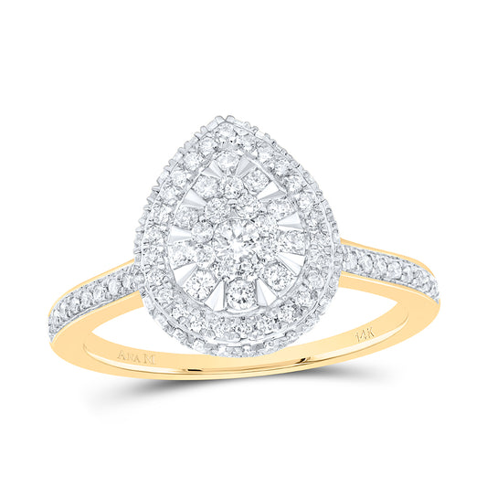 14kt Yellow Gold 5/8 Cttw Diamond Ana M Fashion Pear Wedding Engagement Anniversary Ring, Women Size: 5-9