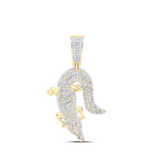 14kt Yellow Gold 1 1/3 Cttw Diamond Crocodile Fashion Pendant