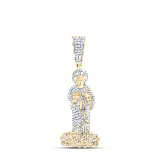 10kt Yellow Gold 1 1/5 Cttw Diamond St. Jude Mens Charm