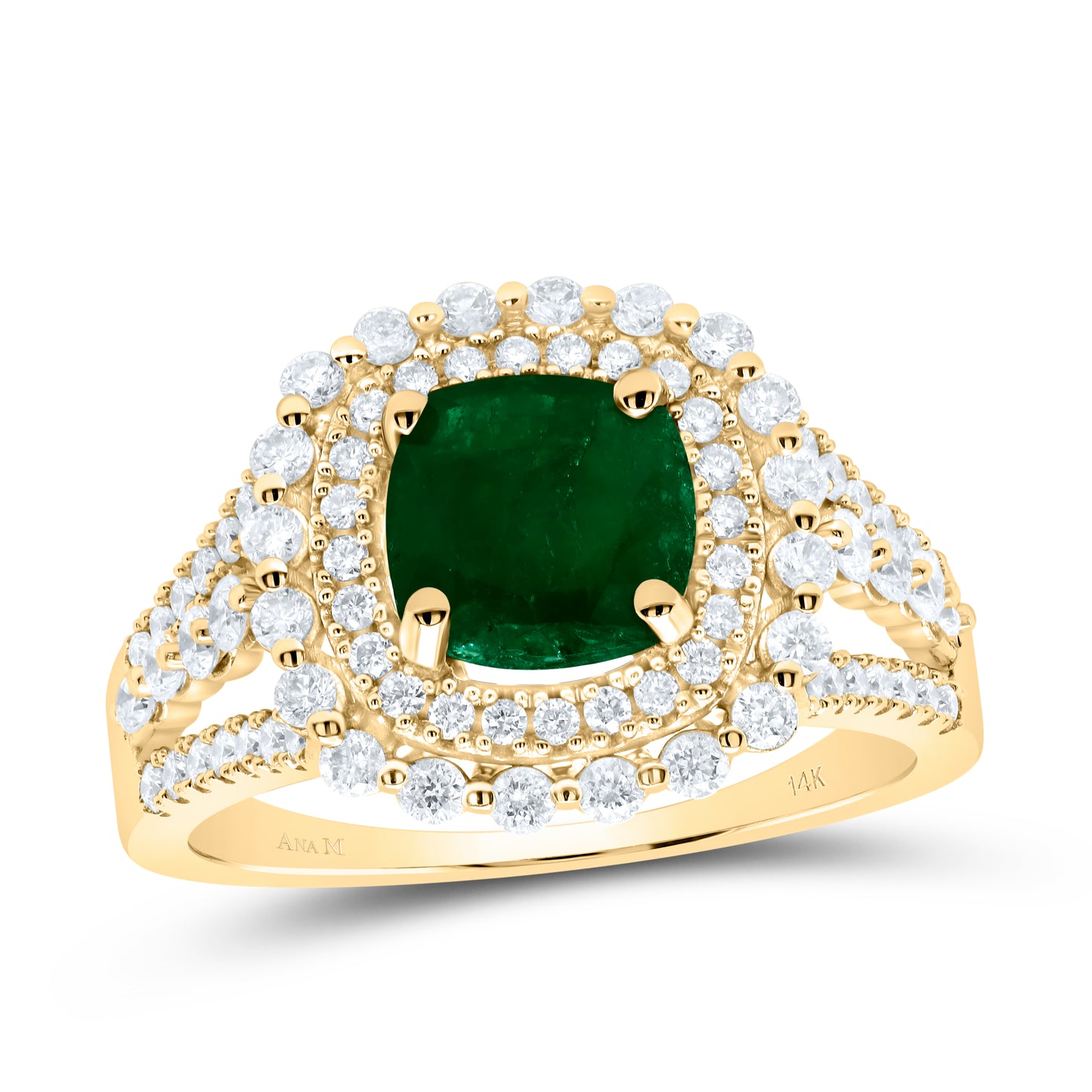 14kt Yellow Or White Or Rose Gold Diamond Ana M 7mm Cu Natural Gem Wedding Engagement Anniversary Ring