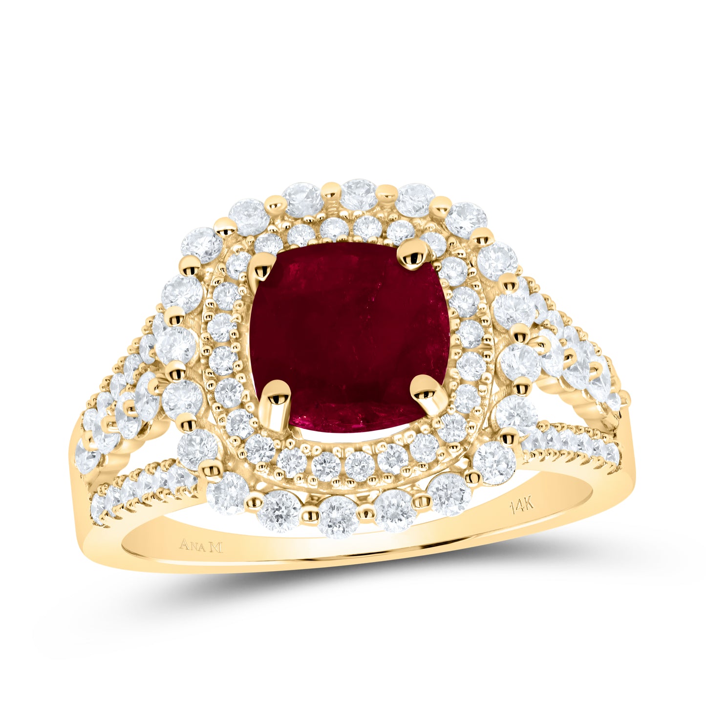 14kt Yellow Or White Or Rose Gold Diamond Ana M 7mm Cu Natural Gem Wedding Engagement Anniversary Ring