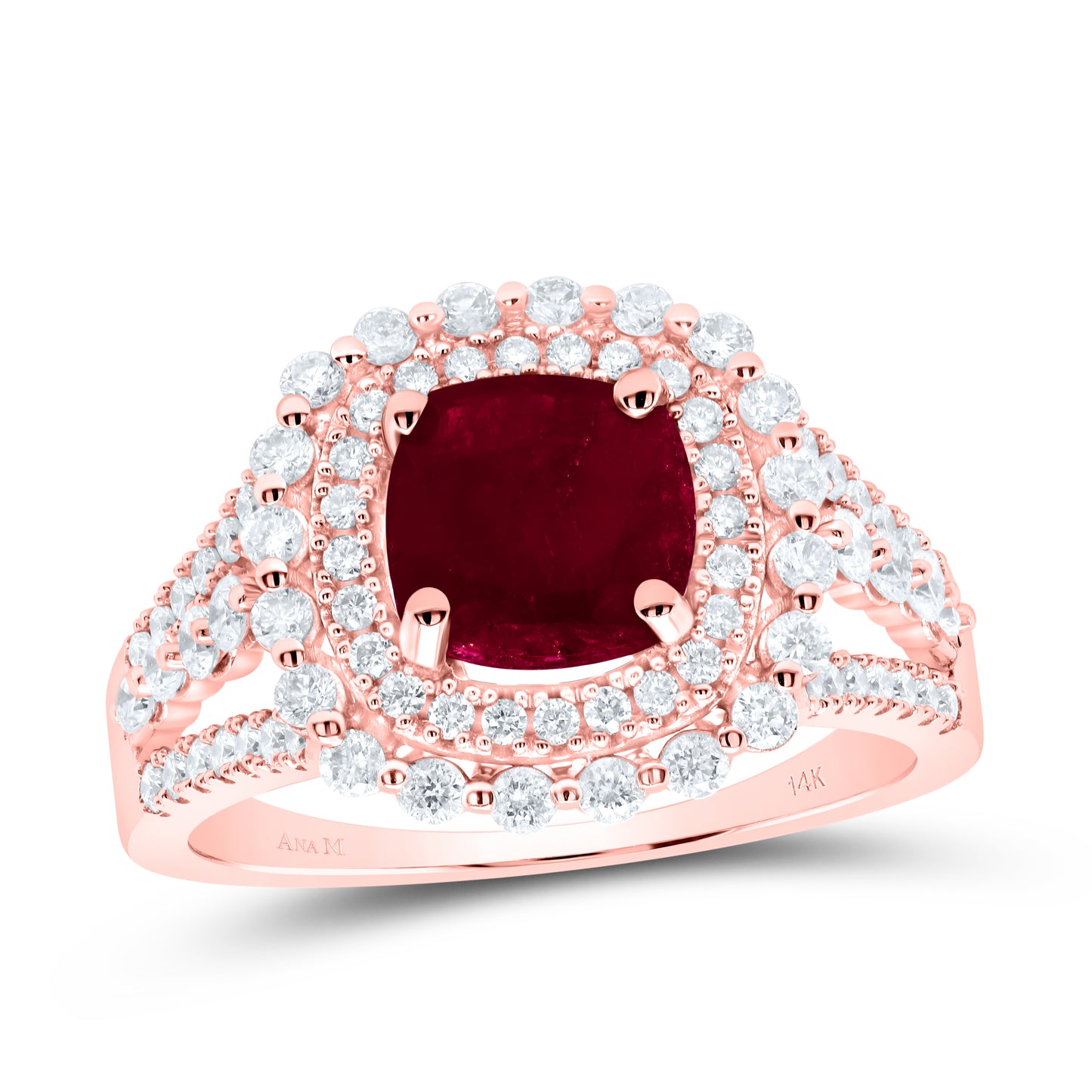 14kt Yellow Or White Or Rose Gold Diamond Ana M 7mm Cu Natural Gem Wedding Engagement Anniversary Ring