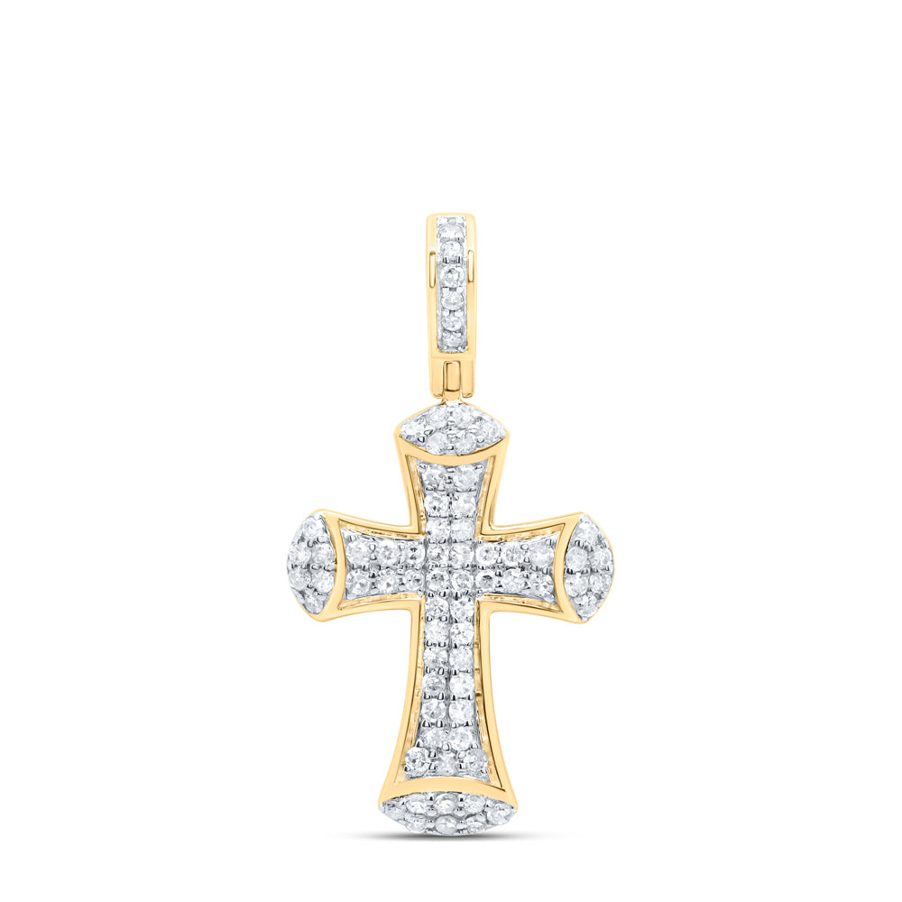 10kt Yellow Gold 3/8 Cttw Diamond Cross Pendant