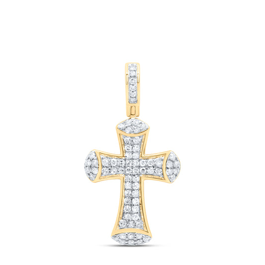 10kt Yellow Gold 3/8 Cttw Diamond Cross Pendant