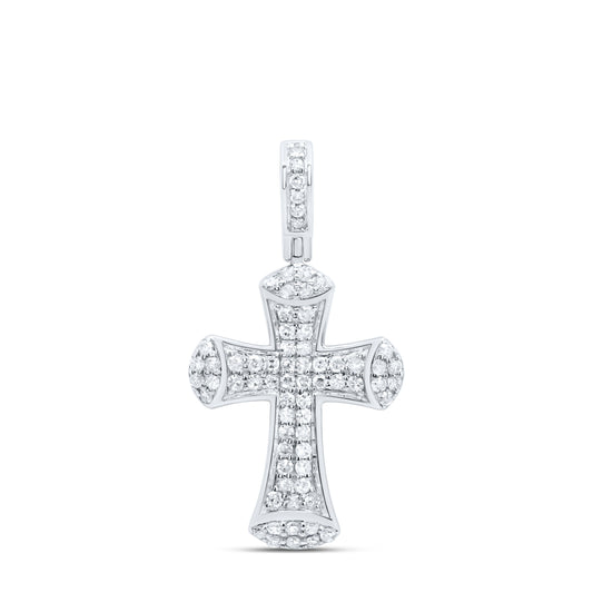 10kt White Gold 3/8 Cttw Diamond Cross Pendant