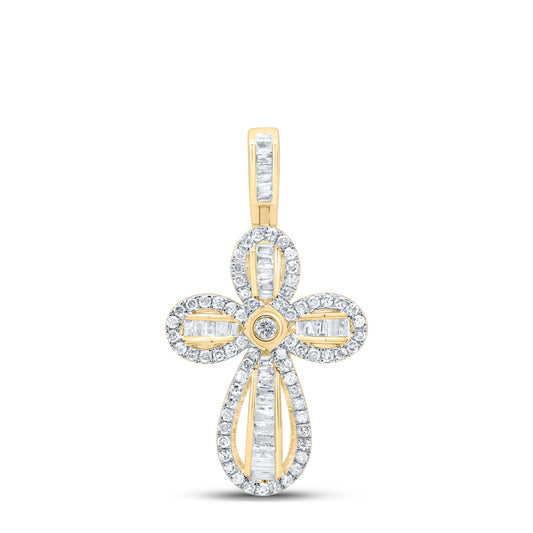 10kt Yellow Gold 5/8 Cttw Diamond Cross Pendant