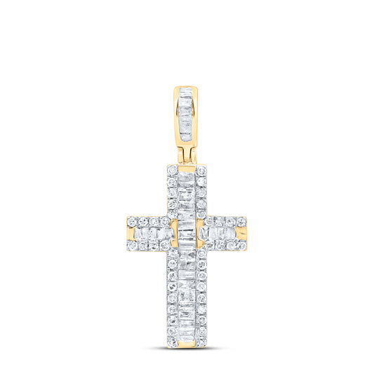 10kt Yellow Gold 1/2 Cttw Diamond Cross Pendant