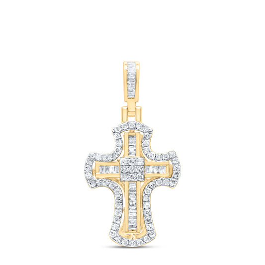 10kt Yellow Gold 1/2 Cttw Diamond Cross Pendant