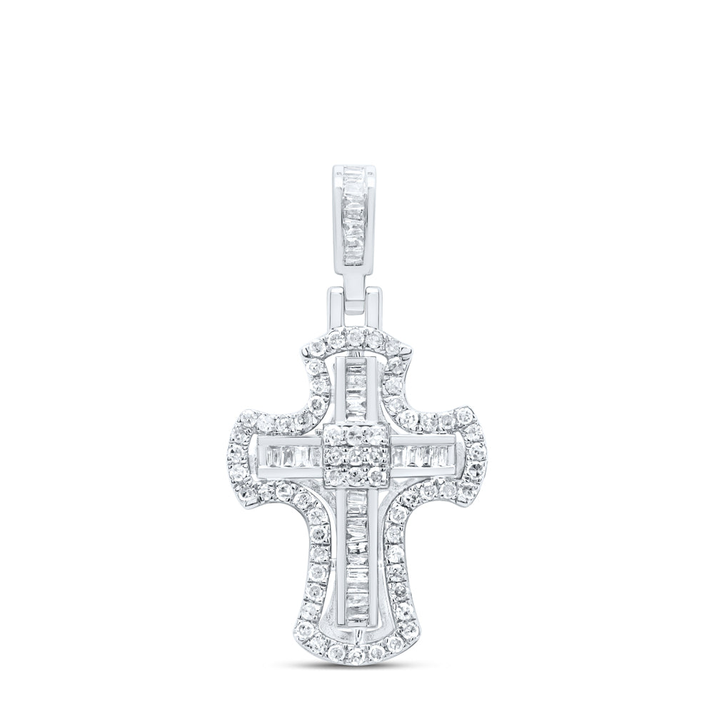 10K White Gold 1/2Ctw Natural Diamond P1 Gift Cross Pendant