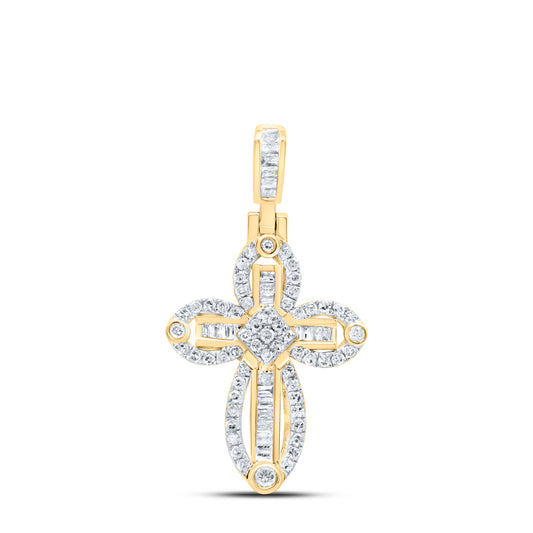 10kt Yellow Gold 1/2 Cttw Diamond Cross Pendant