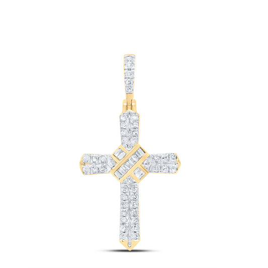 10kt Yellow Gold 1/4 Cttw Diamond Cross Pendant
