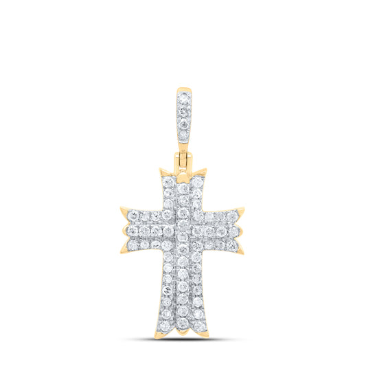 10kt Yellow Gold 1/2 Cttw Diamond Cross Pendant
