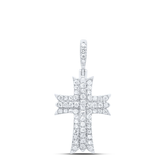 10kt White Gold 1/2 Cttw Diamond Cross Pendant