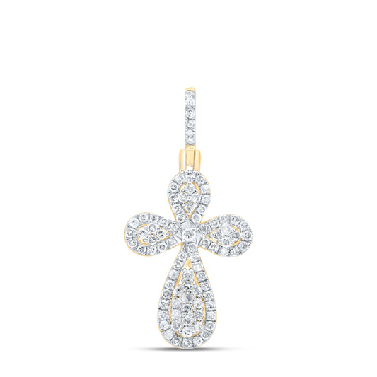 10kt Yellow Gold 1/2 Cttw Diamond Cross Pendant