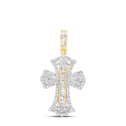 10kt Yellow Gold 5/8 Cttw Diamond Cross Pendant