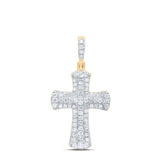 10kt Yellow Gold 5/8 Cttw Diamond Cross Pendant