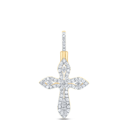 10kt Yellow Gold 3/8 Cttw Diamond Cross Pendant