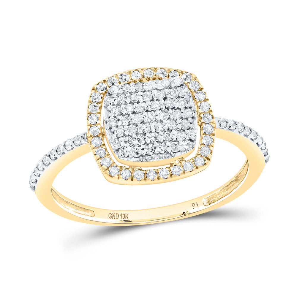 10kt Yellow Gold 1/3 Cttw Diamond Cushion Wedding Engagement Anniversary Ring, Women Size: 5-9