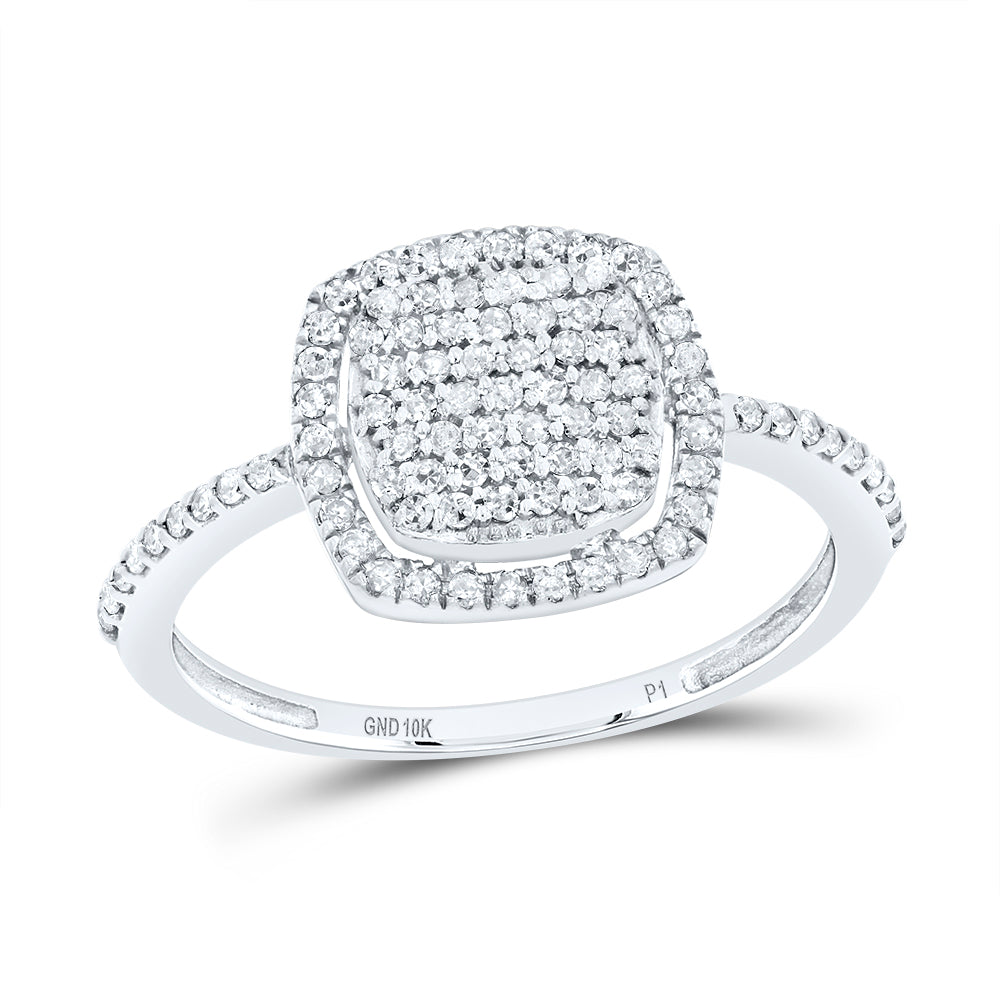 10kt White Gold 1/3 Cttw Diamond Cushion Wedding Engagement Anniversary Ring, Women Size: 5-9