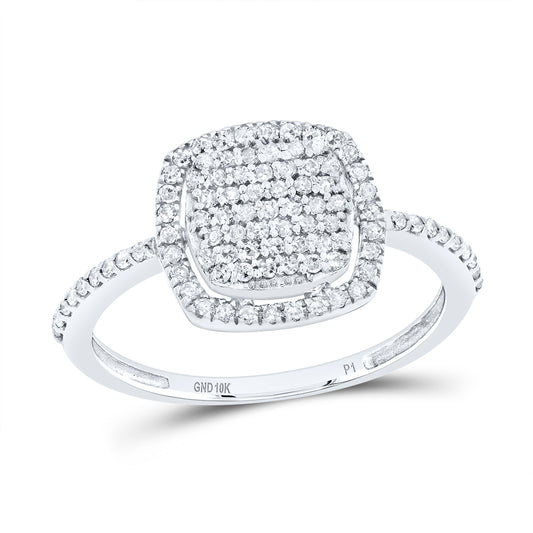 10kt White Gold 1/3 Cttw Diamond Cushion Wedding Engagement Anniversary Ring, Women Size: 5-9