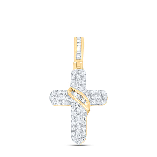 10kt Yellow Gold 1/2 Cttw Diamond Cross Pendant