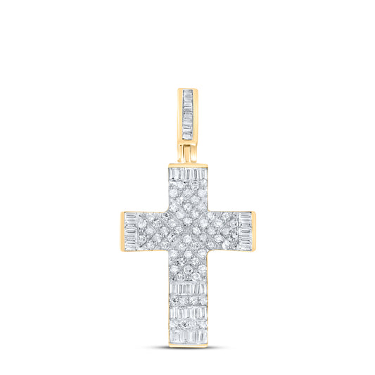 10kt Yellow Gold 1/2 Cttw Diamond Cross Pendant