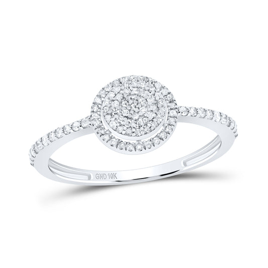 10kt White Gold 1/3 Cttw Diamond Round Wedding Engagement Anniversary Ring, Women Size: 5-9