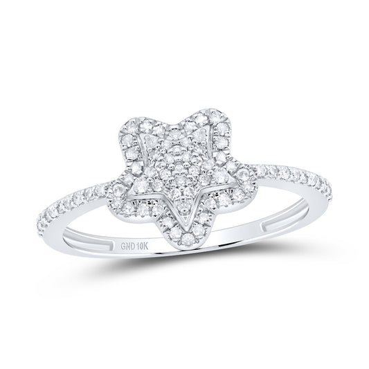 10K White Gold 1/4 Ctw Diamond Star Ring, Womens Size: 5-9