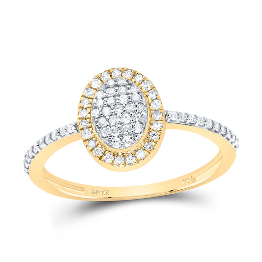 10kt Yellow Gold 1/4 Cttw Diamond Oval Wedding Engagement Anniversary Ring, Women Size: 5-9