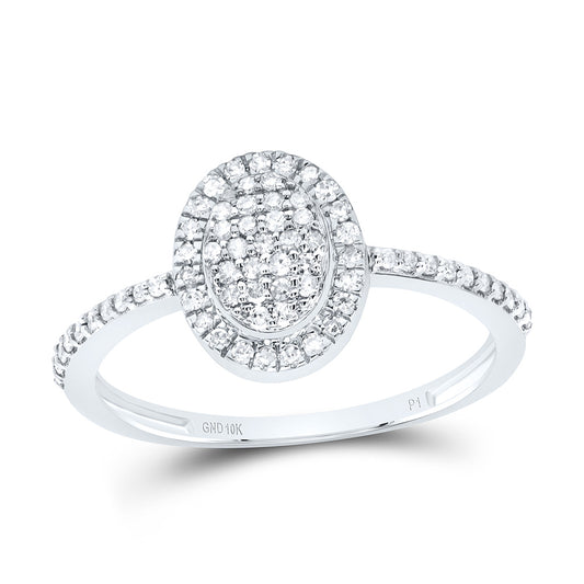 10kt White Gold 1/4 Cttw Diamond Oval Wedding Engagement Anniversary Ring, Women Size: 5-9