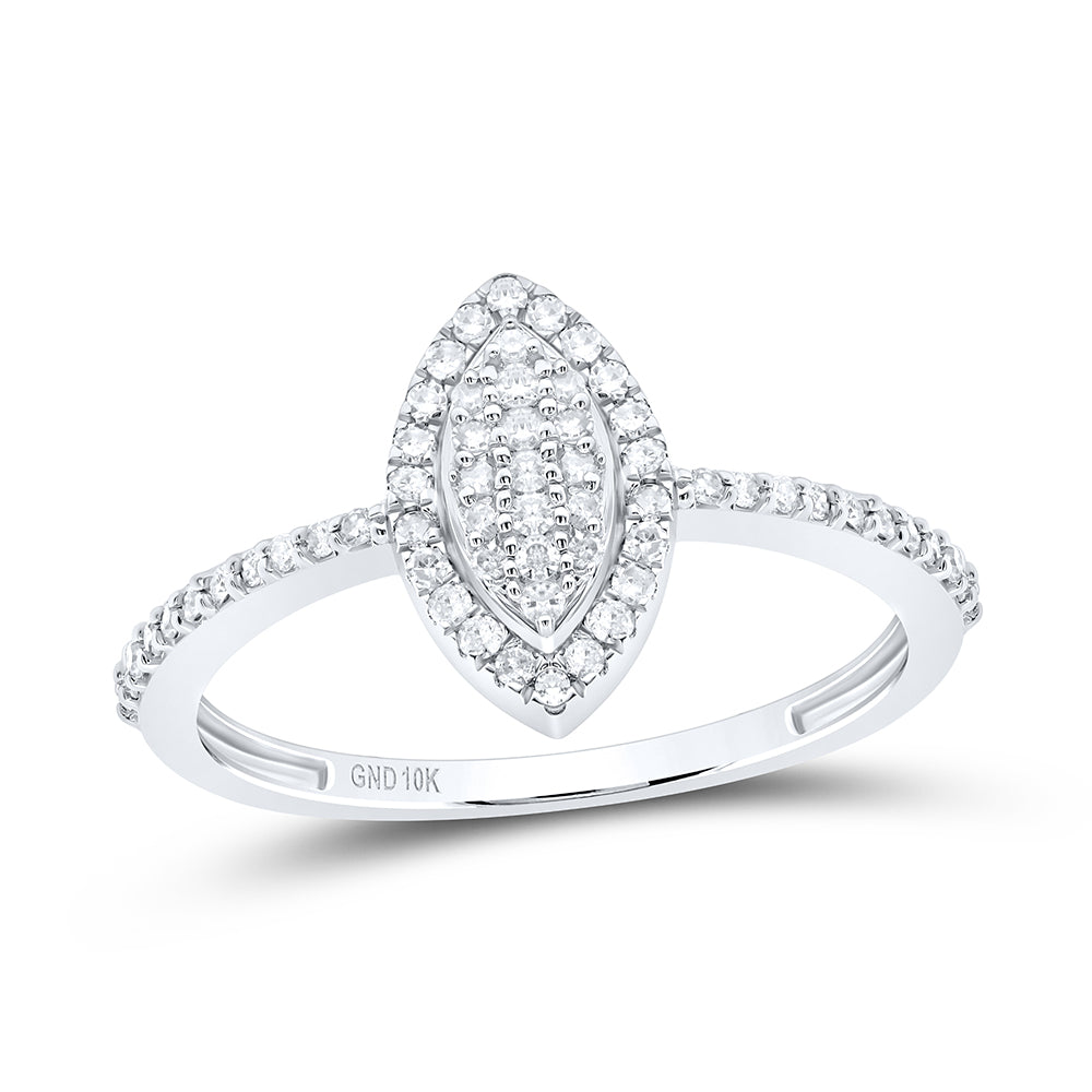 10kt White Gold 1/5 Cttw Diamond Marquise Wedding Engagement Anniversary Ring, Women Size: 5-9