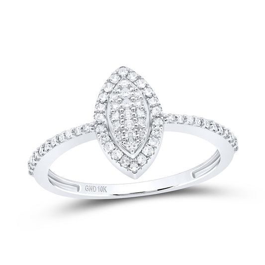 10kt White Gold 1/5 Cttw Diamond Marquise Wedding Engagement Anniversary Ring, Women Size: 5-9