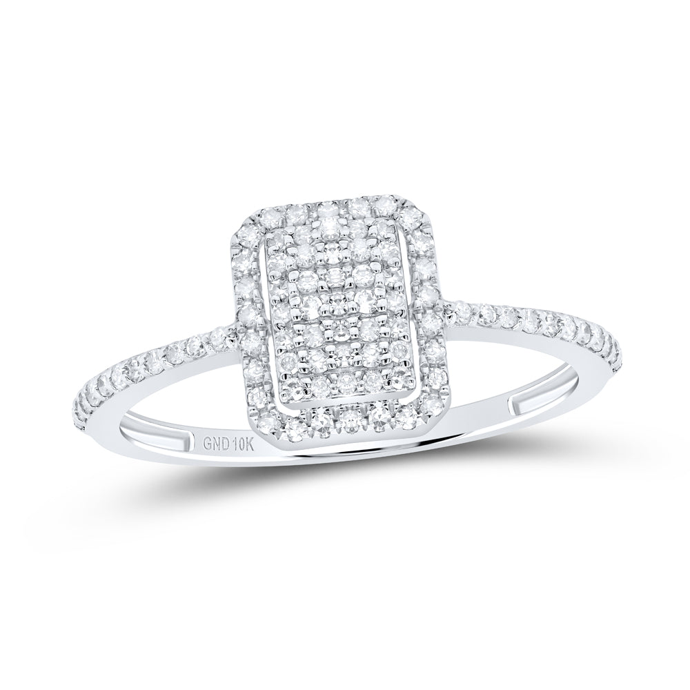 10kt White Gold 1/4 Cttw Diamond Emerald Wedding Engagement Anniversary Ring, Women Size: 5-9