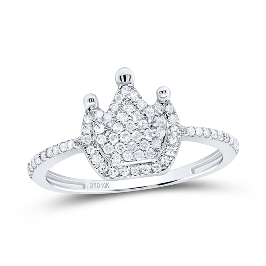 10kt White Gold 1/4 Cttw Diamond Crown Wedding Engagement Anniversary Ring, Women Size: 5-9