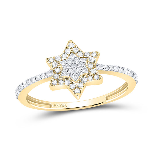 10kt Yellow Gold 1/5 Cttw Natural Diamond Star Wedding Engagement Anniversary Ring, Women Size: 5-9