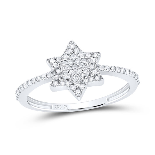 10kt White Gold 1/5 Cttw Diamond Star Wedding Engagement Anniversary Ring, Women Size: 5-9