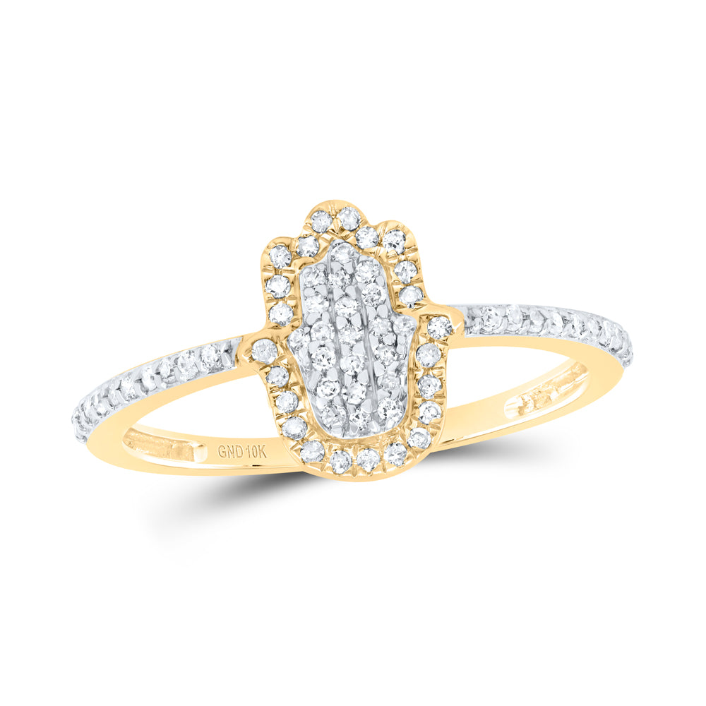 10kt Yellow Gold 1/5 Cttw Diamond Hamza Wedding Engagement Anniversary Ring, Women Size: 5-9